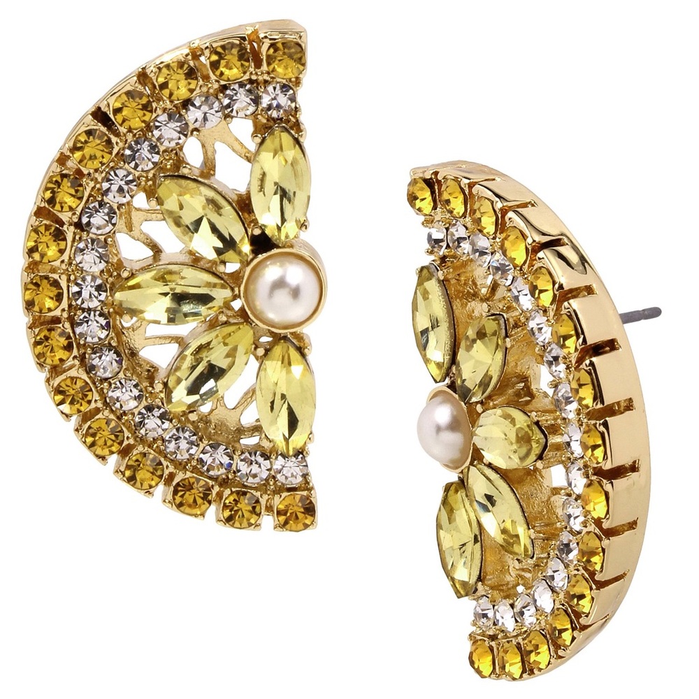 NWT Betsey Johnson Lemon Slice Rhinestone Earrings
